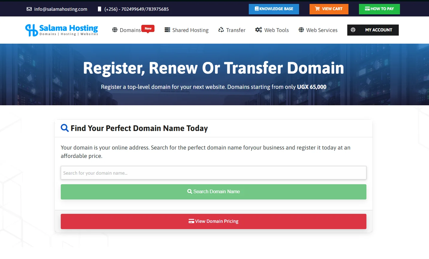Affordable Domain Registrar Pricing in Uganda Visual comparison of domain registrar pricing in Uganda